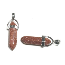 Goldstone gold pendulum hexagon pendant 41 x 13 mm, stone of ambition