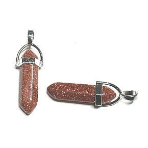 Goldstone gold pendulum hexagon pendant 41 x 13 mm, stone of ambition