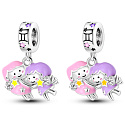 Sterling Silver 925 Luminous - Zodiac Sign Gemini, Bracelet Pendant