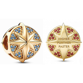 Charm Sterling silver 925 Marvel Emlem Captain, bead for bracelet