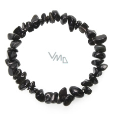 Obsidian black bracelet elastic chopped natural stone 19 cm, rescue stone Obsidian black bracelet elastic chopped natural stone 19 cm, rescue stone