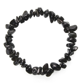 Obsidian black bracelet elastic chopped natural stone 19 cm, rescue stone Obsidian black bracelet elastic chopped natural stone 19 cm, rescue stone