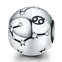 Cancer zodiac sign, pendant for bracelet silver + cubic zirconia, ball 9 mm 1 piece