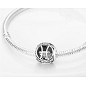 Pisces, zodiac sign, silver + zirconia bracelet pendant, ball 9 mm 1 piece