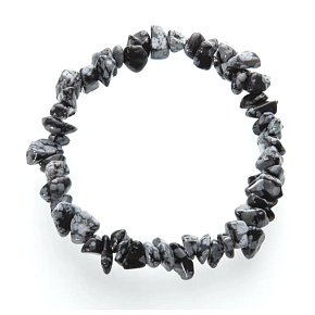 Obsidian flake bracelet elastic chopped natural stone 19 cm, rescue stone