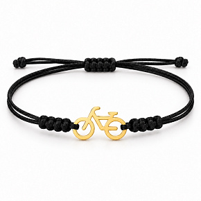 The Power of Colors – Cyclist at Heart – Black Bracelet with a Gold-Colored Bicycle
