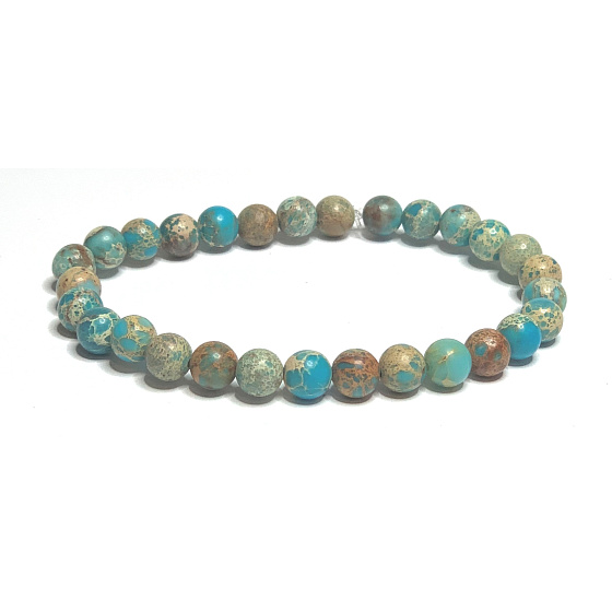 Jasper / Regalite Imperial Sea Sediment turquoise bracelet elastic mixed mineral, ball 6 mm / 16 - 17 cm