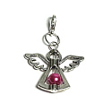 Guardian angel pendant with dark pink seed bead 29 x 37 mm 1 piece