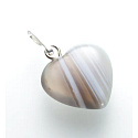 Agate grey Heart pendant natural stone 15 mm, 1 piece