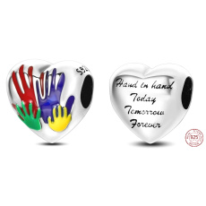 Sterling silver 925 Heart prints - family - today, tomorrow and forever, bead on bracelet family