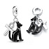 Charm Sterling silver 925 Black Egyptian cat and ankh charm, pendant on bracelet symbol