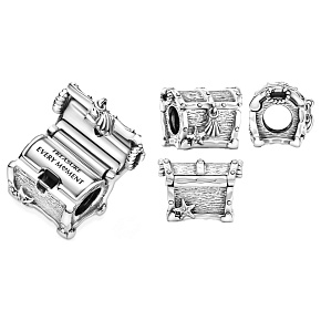 Charm Sterling silver 925 Treasure chest, bead on bracelet symbol