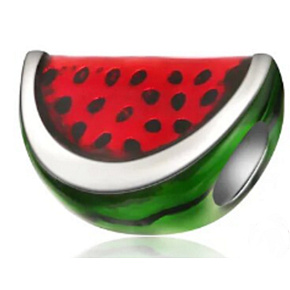 Charm Sterling silver 925 Watermelon, bead for bracelet, food
